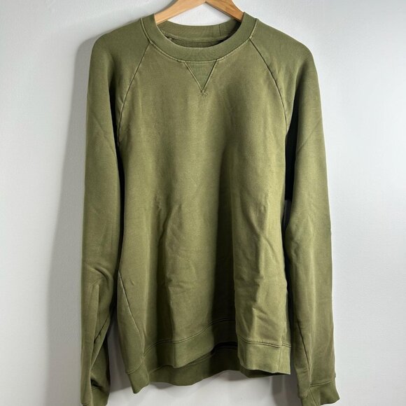 Brooklinen Sweatshirt Mens Large Olive Crewneck Loungewear Pullover Cozy Warm - Picture 1 of 7